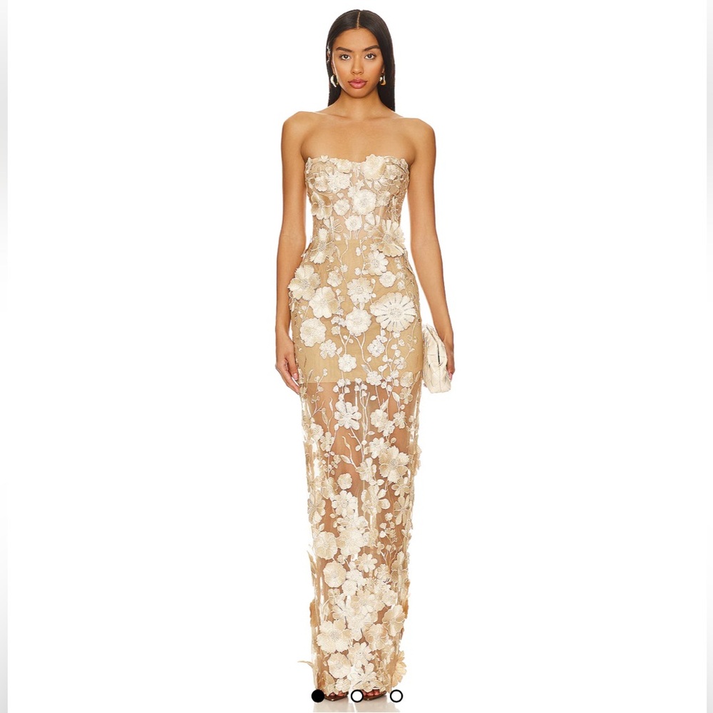 Bronx and Banco Elegant Floral Strapless Dress